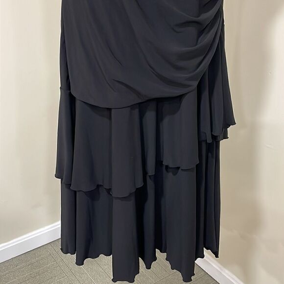NWOT Luxe by Carmen Marc Valvo Ruffled Black Dress  Size 14W XL plus - Picture 4 of 13
